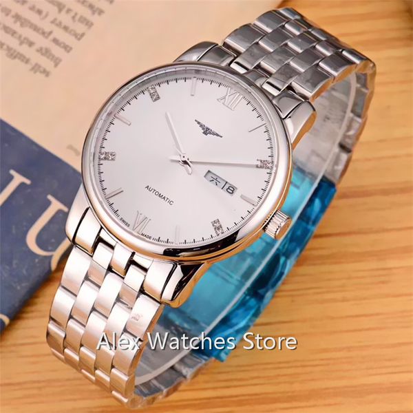 men luxury watch 40mm wristwatches black/white dial stainless steel case strap date mechanical automatic movement mens watches with box l54, Slivery;brown
men luxury watch 40mm wristwatches black/white dial stainless steel case strap date mechanical automatic movement mens watches with box l54, Slivery;brown