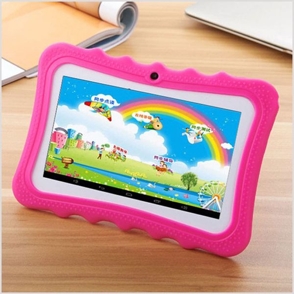 

2018 kid educational tablet pc 7 inch screen android 4.4 allwinner a33 quad core 512mb ram 8gb rom dual camera wifi kids tablet pc mq5