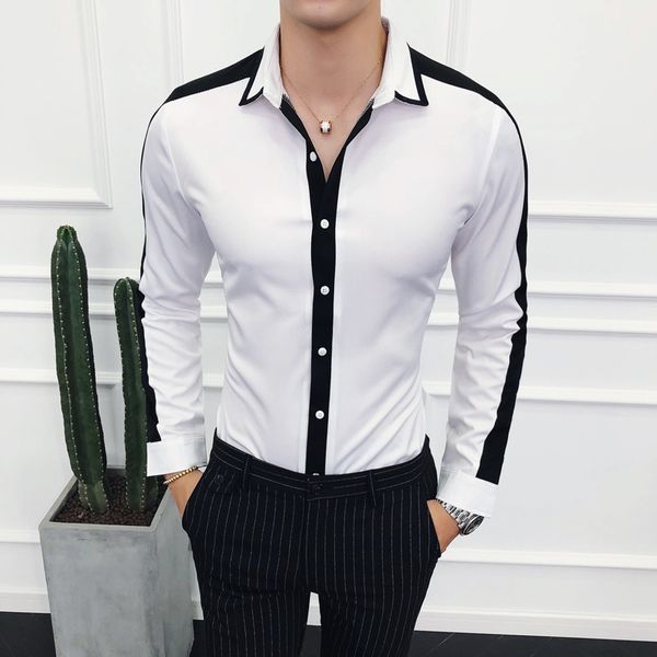 2018 fall and winter classic mens stitching shirts white black slim comfortable male business l banquet dress shirt
2018 fall and winter classic mens stitching shirts white black slim comfortable male business l banquet dress shirt