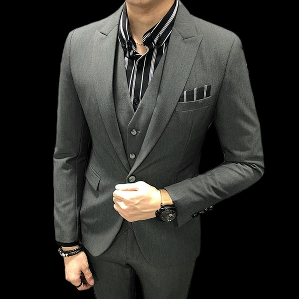 jacket + pants + vest) 2018 new men's solid color business casual suit three-piece suit tuxedos groomsmen male slim casual, White;black
jacket + pants + vest) 2018 new men's solid color business casual suit three-piece suit tuxedos groomsmen male slim casual, White;black