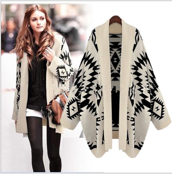 2018 autumn and winter new women's knitted sweater coat, in the long and the diamond pattern cardigan sweater, White;black
2018 autumn and winter new women's knitted sweater coat, in the long and the diamond pattern cardigan sweater, White;black