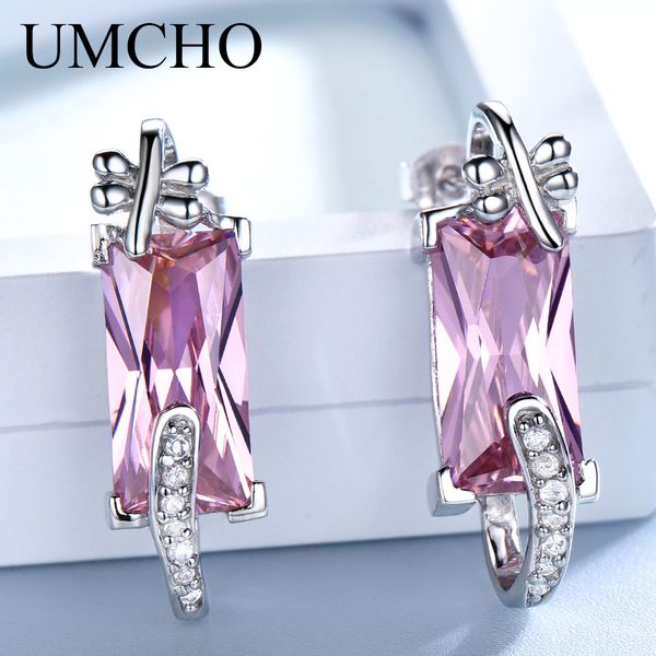 

umcho solid 925 sterling silver jewelry elegant pink cz earrings drop earrings for women romantic birthday gift fine jewelry, Golden;silver