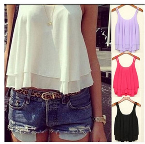 ruffles sleeveless double sleeveless sweater chiffon dress vest coat camis mujer tank, White
ruffles sleeveless double sleeveless sweater chiffon dress vest coat camis mujer tank, White