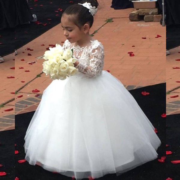 lovely lace appliques flowergirl dress sheer neck illusion long sleeves puffy tulle flower girl dresses for weddings, White;blue
lovely lace appliques flowergirl dress sheer neck illusion long sleeves puffy tulle flower girl dresses for weddings, White;blue