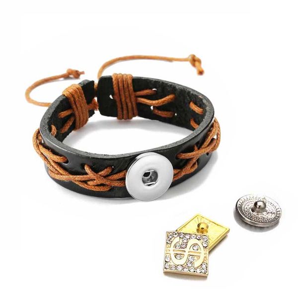 adjustable bracelet 171 hand woven really leather retro fashion bracelet 18mm snap button jewelry charm bangle for women gift, Golden;silver
adjustable bracelet 171 hand woven really leather retro fashion bracelet 18mm snap button jewelry charm bangle for women gift, Golden;silver