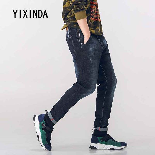yixinda brand spring new men's jeans fashion trend 100% cotton hole size harem pants. trousers, Blue
yixinda brand spring new men's jeans fashion trend 100% cotton hole size harem pants. trousers, Blue