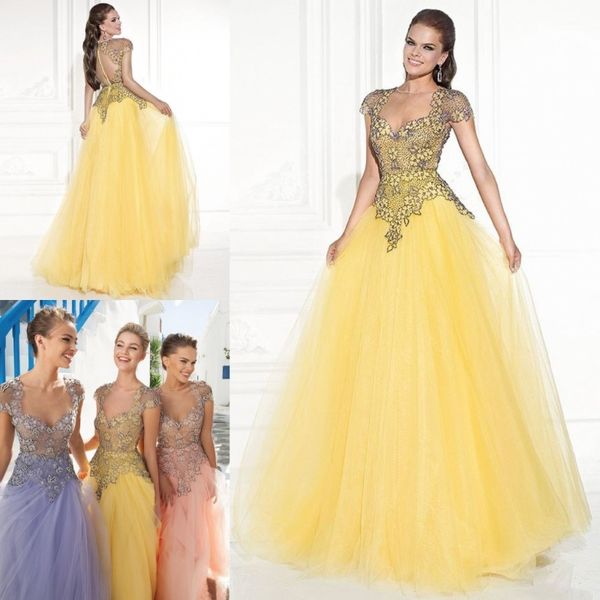 gorgeous yellow evening dresses lace appliques beading prom gowns dubai short sleeve capped a-line red carpet dress, Black;red
gorgeous yellow evening dresses lace appliques beading prom gowns dubai short sleeve capped a-line red carpet dress, Black;red