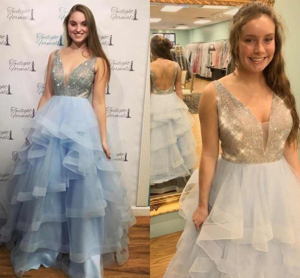 Luxurious Sequins A-Line Evening Dresses Light Sky Blue Sexy Deep V Neck And Backless Tulle Long Prom Gowns Formal Wear Free Shipping
Luxurious Sequins A-Line Evening Dresses Light Sky Blue Sexy Deep V Neck And Backless Tulle Long Prom Gowns Formal Wear Free Shipping