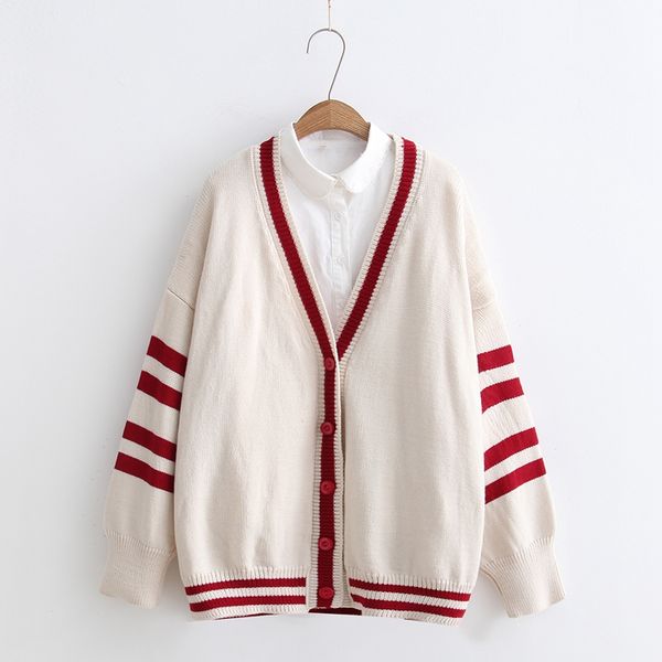 students spell color stripes v-neck knitting cardigan wool sweater mori girl 2018 autumn winter, White;black
students spell color stripes v-neck knitting cardigan wool sweater mori girl 2018 autumn winter, White;black