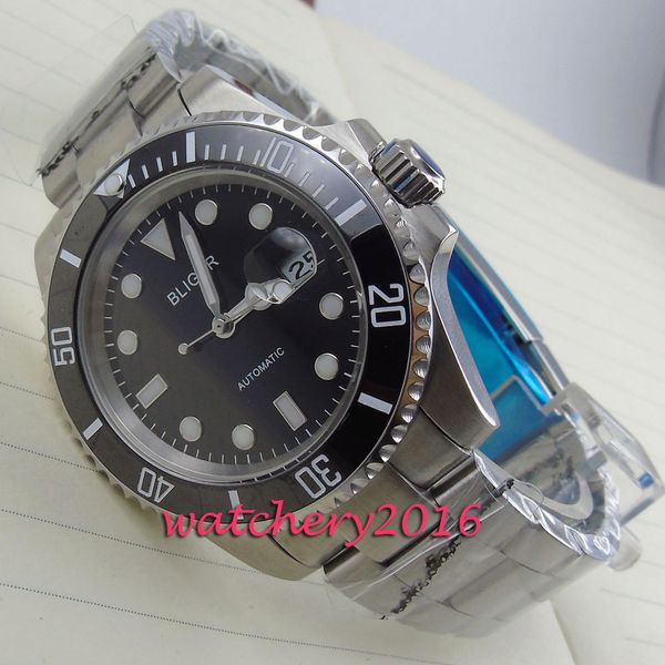 40mm bliger black dial rotating bezel date deployment sapphire glass automatic movement men's business mechanical wristwatch, Slivery;brown
40mm bliger black dial rotating bezel date deployment sapphire glass automatic movement men's business mechanical wristwatch, Slivery;brown