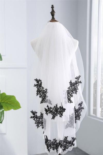 2018 new long white ivory wedding veil appliques lace beaded bridal veils bride wedding accessories for wedding dresses qc1198, Black
2018 new long white ivory wedding veil appliques lace beaded bridal veils bride wedding accessories for wedding dresses qc1198, Black