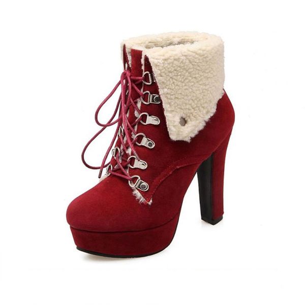 women platform thick heel ankle boots woman round toe lace up heels shoes woman warm fur botas feminina size 34-43, Black
women platform thick heel ankle boots woman round toe lace up heels shoes woman warm fur botas feminina size 34-43, Black