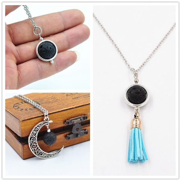 3styles 14mm lava stone bead moon necklace volcanic rock aromatherapy essential oil diffuser necklace for women jewelry, Silver
3styles 14mm lava stone bead moon necklace volcanic rock aromatherapy essential oil diffuser necklace for women jewelry, Silver