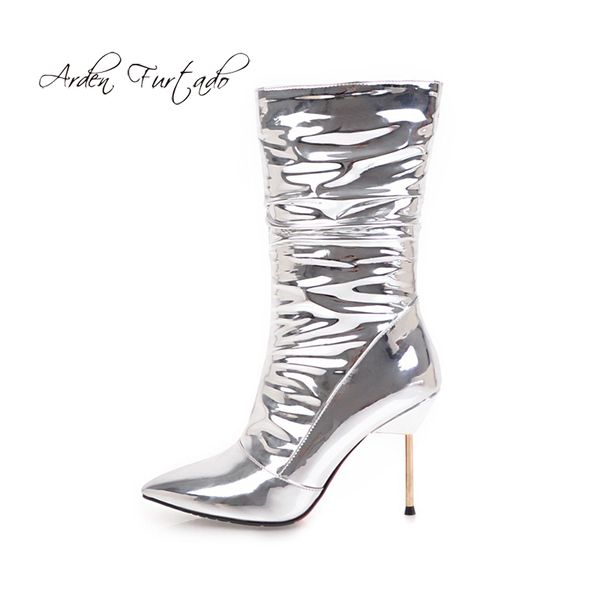 arden furtado 2018 winter stilettos mid calf zipper silver fashion boots high heels 9cm pointed toe plush fashion women's boots, Black
arden furtado 2018 winter stilettos mid calf zipper silver fashion boots high heels 9cm pointed toe plush fashion women's boots, Black