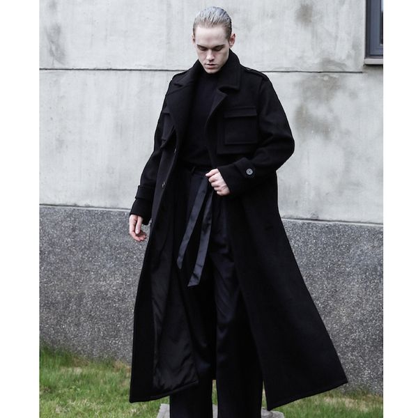 winter new men's long loose cashmere coat with lapels and forked black custom woolen coat. s-6xl
winter new men's long loose cashmere coat with lapels and forked black custom woolen coat. s-6xl