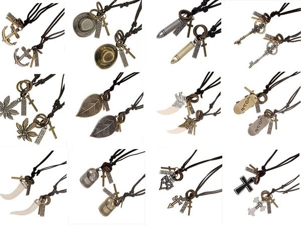 1pair(2pcs) fashion genuine leather necklaces anchor necklace punk retro adjustable key cross pendant necklaces for couple, Silver
1pair(2pcs) fashion genuine leather necklaces anchor necklace punk retro adjustable key cross pendant necklaces for couple, Silver