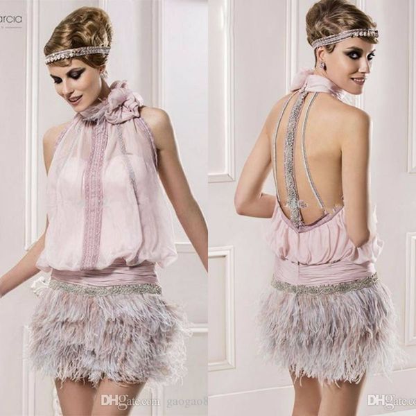 vintage great gatsby pink high neck short prom formal dresses with feather sparkly beaded backless cocktail dress party occasion g194b, Black
vintage great gatsby pink high neck short prom formal dresses with feather sparkly beaded backless cocktail dress party occasion g194b, Black