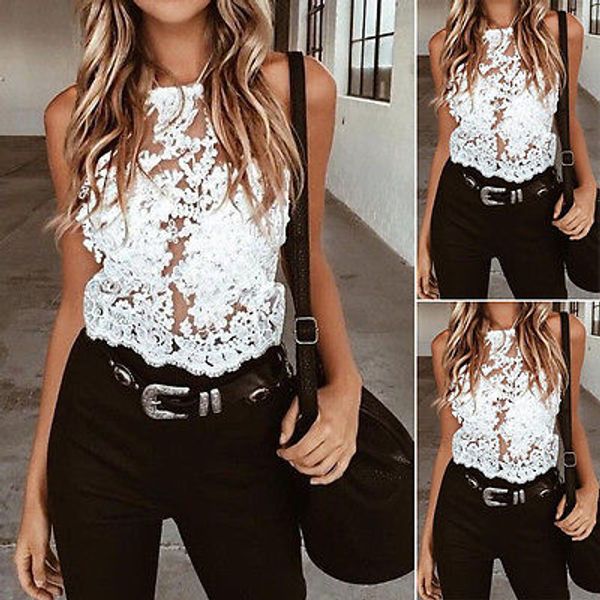 fashion women lace summer sleeveless shirt blouse casual tank floral lace hollow out new summer blusas, White
fashion women lace summer sleeveless shirt blouse casual tank floral lace hollow out new summer blusas, White