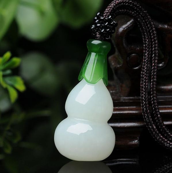 natural xinjiang hetian yu white jade gourd pendant full and delicate duo zi duo fu jade pendant necklace + certificate, Silver
natural xinjiang hetian yu white jade gourd pendant full and delicate duo zi duo fu jade pendant necklace + certificate, Silver