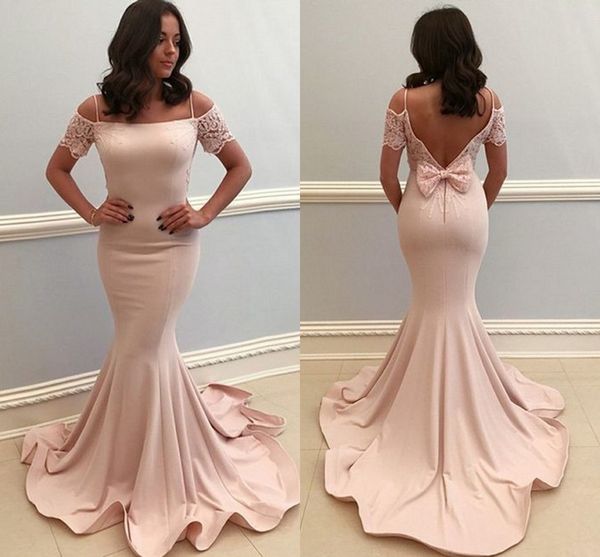 elegant satin mermaid prom dresses spaghetti straps short sleeves bow backless african party dresses evening gowns sweep train, Black
elegant satin mermaid prom dresses spaghetti straps short sleeves bow backless african party dresses evening gowns sweep train, Black