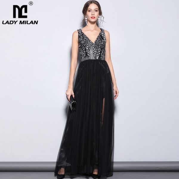 new arrival womens party prom v neck sequined bodice fashion split elegant long formal runway dresses, Black
new arrival womens party prom v neck sequined bodice fashion split elegant long formal runway dresses, Black