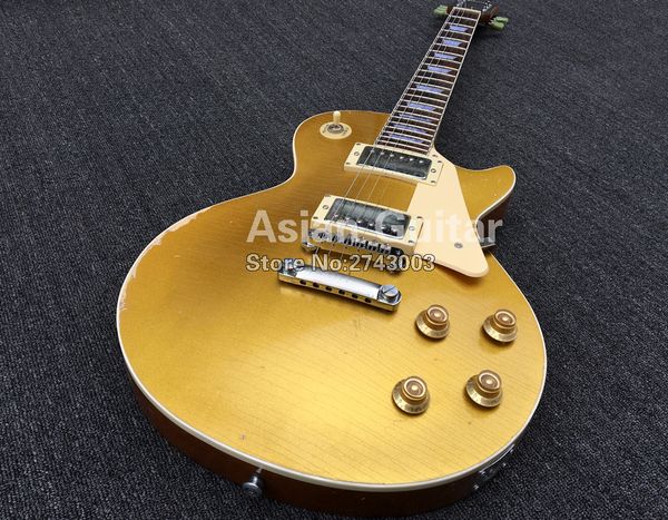 custom shop 1959 aged goldrelic gold electric guitar little pin tone pro bridge, bone nut, humbucker pickups
custom shop 1959 aged goldrelic gold electric guitar little pin tone pro bridge, bone nut, humbucker pickups
