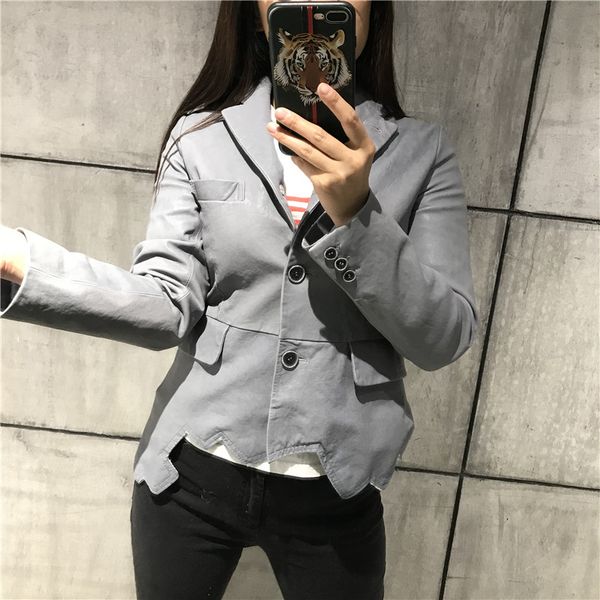 ladies real leather blazer women genuine leather jacket lambskin jacket, Black
ladies real leather blazer women genuine leather jacket lambskin jacket, Black