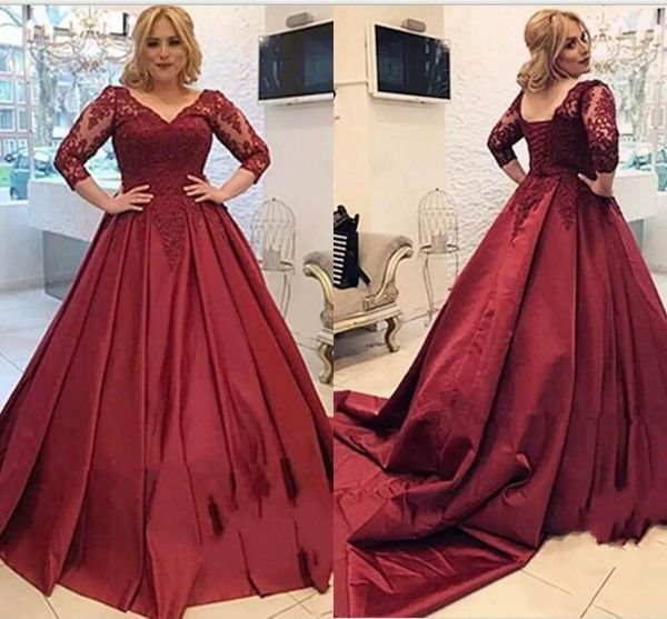 2019 vintage lace stain prom dresses 3/4 long sleeves sheer v-neck occasion evening gowns, Black
2019 vintage lace stain prom dresses 3/4 long sleeves sheer v-neck occasion evening gowns, Black