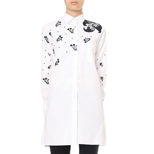 brand designer runway women sequins long blouse 2018 summer autumn fashion luxury embroidery flower turn down collar long sleeve shirt dress, White
brand designer runway women sequins long blouse 2018 summer autumn fashion luxury embroidery flower turn down collar long sleeve shirt dress, White