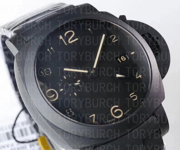 

ТОП Люксовый бренд Часы PA438 керамический корпус P9001 с механизмом 44 мм Автоматические мужские кожаные Часы Часы 1 год гарантии