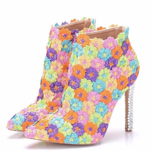 new pointed toe shoes for women multi lace flowers heels wedding shoes crystal thin heel boots plus size bridal fashion boots, Black
new pointed toe shoes for women multi lace flowers heels wedding shoes crystal thin heel boots plus size bridal fashion boots, Black