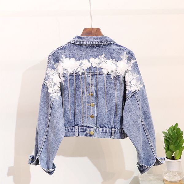 2018 new fashion spring autumn women's pendant batwing sleeve short denim jacket flower oversized loose jeans coat outwear, Black;brown
2018 new fashion spring autumn women's pendant batwing sleeve short denim jacket flower oversized loose jeans coat outwear, Black;brown