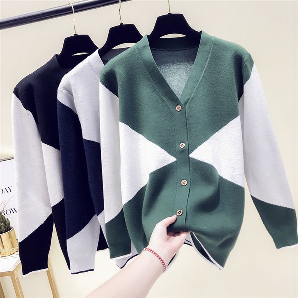 debowa cardigan women 2018 new autumn winter sweater long sleeve v-neck casual thick women cardigans patchwork women's sweater, White;black
debowa cardigan women 2018 new autumn winter sweater long sleeve v-neck casual thick women cardigans patchwork women's sweater, White;black