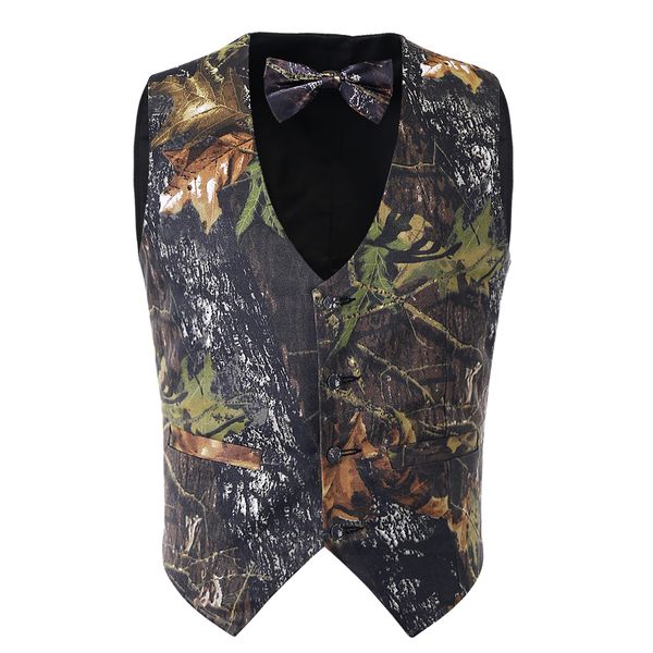 new arrival mens camo vest 2 sets formal business vest with tie camo hunting groom vests, Black 
new arrival mens camo vest 2 sets formal business vest with tie camo hunting groom vests, Black