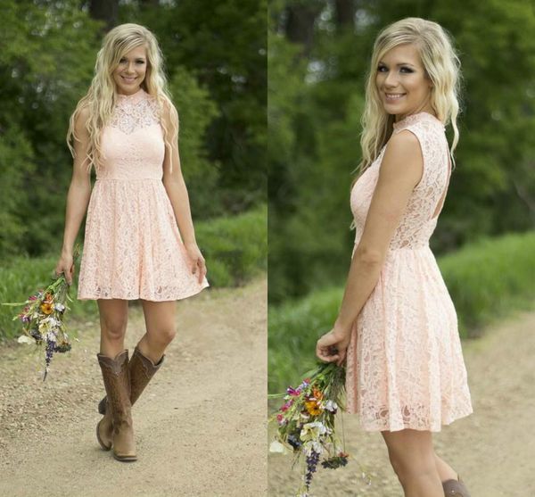 2018 cute lace bridesmaid dresses high neck sleeveless open back white silver navy pink short bridesmaid gowns backless country party dress, White;pink
2018 cute lace bridesmaid dresses high neck sleeveless open back white silver navy pink short bridesmaid gowns backless country party dress, White;pink