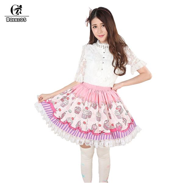 rolecos 2018 sweet lolita short skirt for women pink macaron cup cake printing party skirt female sk with white lace gifts, Black;red
rolecos 2018 sweet lolita short skirt for women pink macaron cup cake printing party skirt female sk with white lace gifts, Black;red