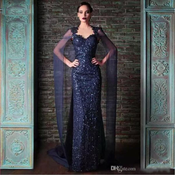 rami kadi classic dark blue sequined evening dresses unique mermaid sparkly with shawl arabic custom size cocktail gown prom dress, Black
rami kadi classic dark blue sequined evening dresses unique mermaid sparkly with shawl arabic custom size cocktail gown prom dress, Black