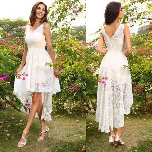 High Low Wedding Dresses 2018 Modest Full Lace V-neck Summer Holiday Seaside Beach Bohemian Cowgirl Bridal Reception Dress
High Low Wedding Dresses 2018 Modest Full Lace V-neck Summer Holiday Seaside Beach Bohemian Cowgirl Bridal Reception Dress