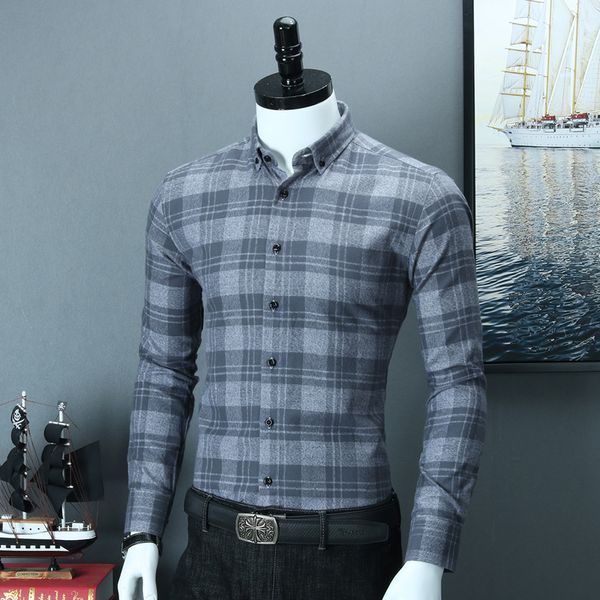 

men's button-collar long sleeve plaid flannel shirts casual stylish standard-fit brushed 100% cotton thick warm gingham shirt, White;black