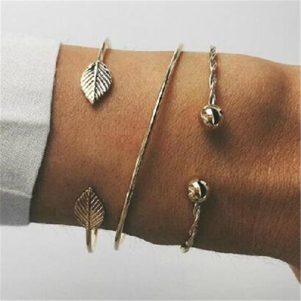lusion bohemian gold color leaf simple bracelet fashion metal opening bangle women's party jewelry accessories femme 3pcs/set, Black
lusion bohemian gold color leaf simple bracelet fashion metal opening bangle women's party jewelry accessories femme 3pcs/set, Black