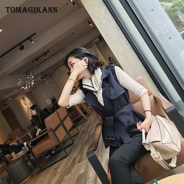 2018 casual solid double breasted epaulet waist belt women vest coat streetwear female buttons turn down collar colete top, Black;white
2018 casual solid double breasted epaulet waist belt women vest coat streetwear female buttons turn down collar colete top, Black;white