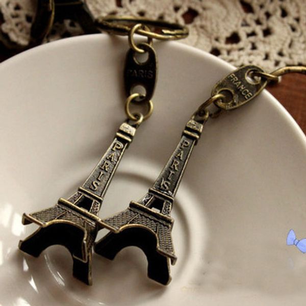 

noble elegant pairs eiffel tower keychain women men car purse pendant keyring girl gift key chain trinket car bag decorate ring, Silver