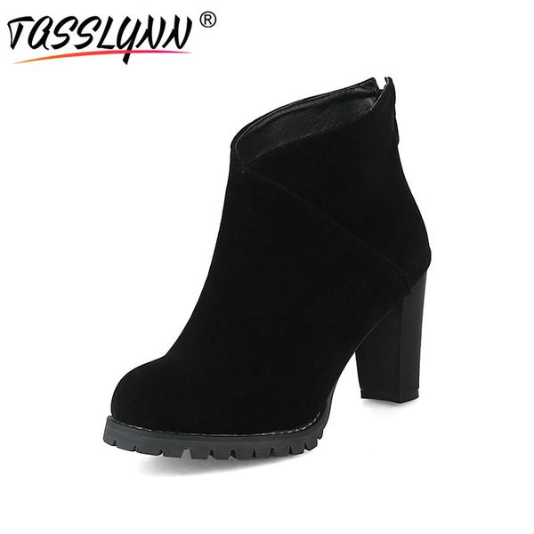 tasslynn 2018 casual woman boots round toe square high heels women winter shoes ankle boots faux suede woman shoes size 34-43, Black
tasslynn 2018 casual woman boots round toe square high heels women winter shoes ankle boots faux suede woman shoes size 34-43, Black
