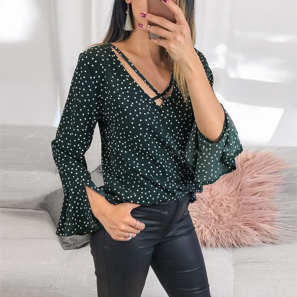 fashion 2018 summer women elegant v neck polka dot blouse autumn flare long sleeve work shirt vintage chiffon blusas femme, White
fashion 2018 summer women elegant v neck polka dot blouse autumn flare long sleeve work shirt vintage chiffon blusas femme, White