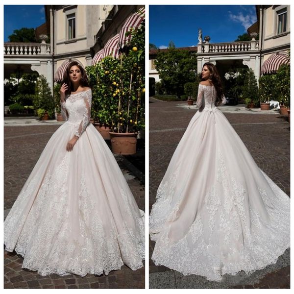 2018 lace long sleeves wedding dresses bateau neck garden vestidos de ruched long bridal gowns arabic dubai formal vestidos de mariee, White
2018 lace long sleeves wedding dresses bateau neck garden vestidos de ruched long bridal gowns arabic dubai formal vestidos de mariee, White