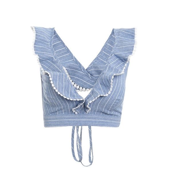 sweety elegant ruffle stripe print tank v backless summer crop cami women lace up casual camisole tank blouse, White
sweety elegant ruffle stripe print tank v backless summer crop cami women lace up casual camisole tank blouse, White