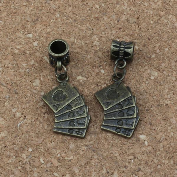 100pcs/lot dangle ancient bronze playing cards charm big hole beads fit european charm bracelet jewelry 13x36mm a-332a, Bronze;silver
100pcs/lot dangle ancient bronze playing cards charm big hole beads fit european charm bracelet jewelry 13x36mm a-332a, Bronze;silver
