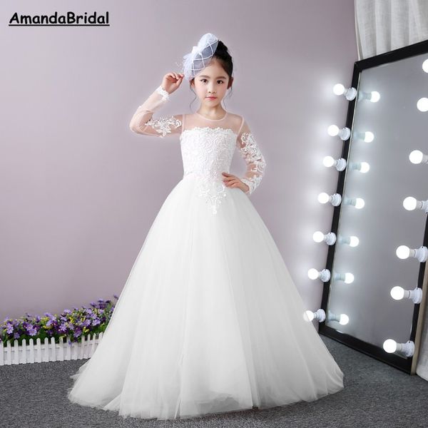 amandabridal pink white flower girl dresses for weddings lace long sleeve with train kids prom party communion dresses vestido longo, White;blue
amandabridal pink white flower girl dresses for weddings lace long sleeve with train kids prom party communion dresses vestido longo, White;blue