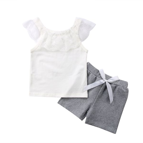 2018 new cute baby kids girls fashion lace bow tie sleeveless +short pants outfits clothes 0-5t, White
2018 new cute baby kids girls fashion lace bow tie sleeveless +short pants outfits clothes 0-5t, White