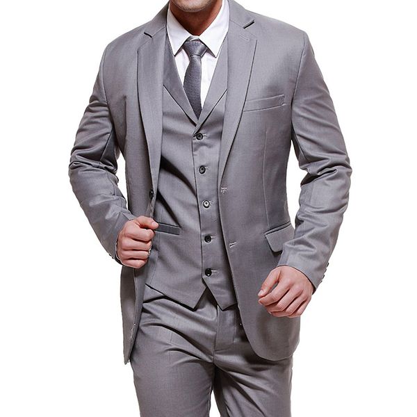 three piece gray wedding groom tuxedos classic style formal bussiness men suits 2018 notched lapel grey suit jacket pants vest, Black;gray
three piece gray wedding groom tuxedos classic style formal bussiness men suits 2018 notched lapel grey suit jacket pants vest, Black;gray